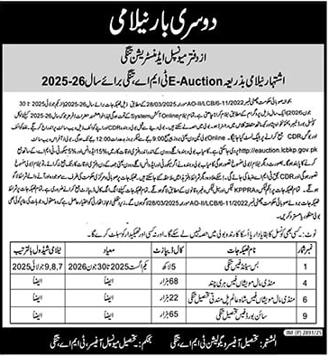 Tehsil Municipal Administration Tangi Tender Notice
